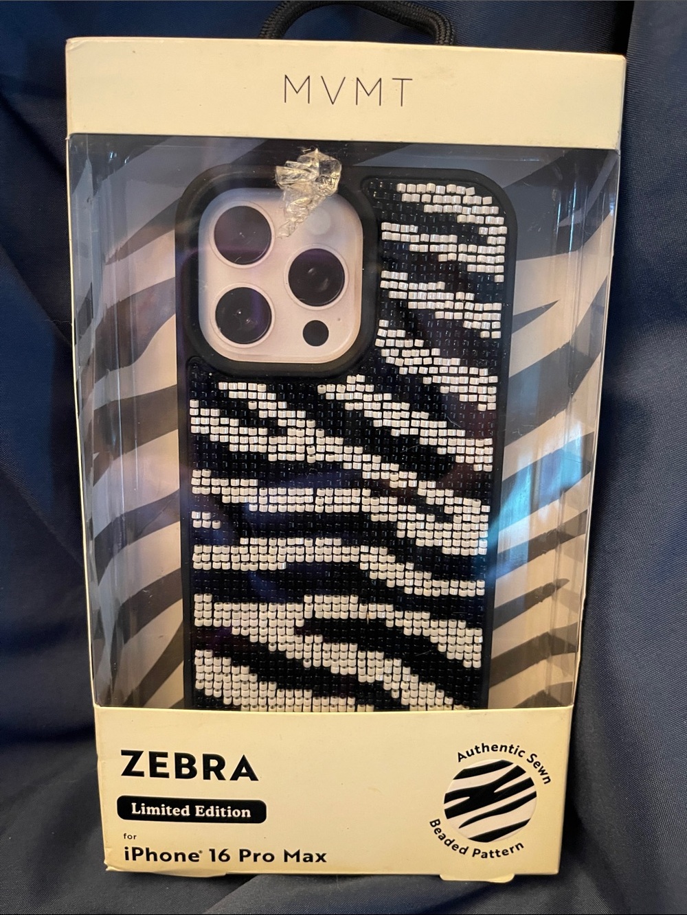 MVMT Zebra Beaded iPhone 16 Pro Max Case - Black & White Bead Pattern